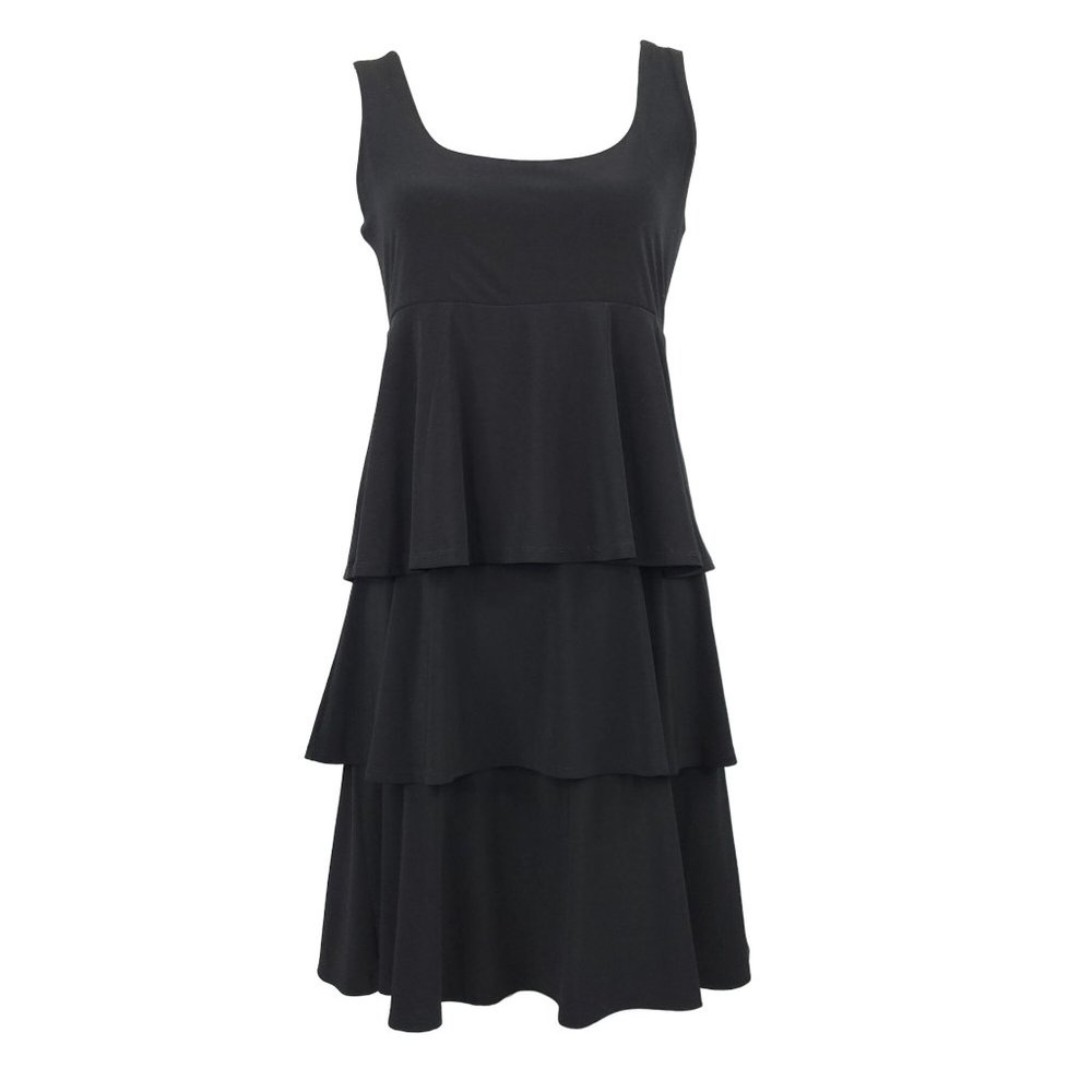 Laundry by Shelli Segal Dress Black Tiered Size S LBD Lined Stretch Sleeveless